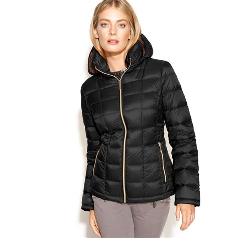 michael michael kors womens black puffer vest|Michael Kors hooded puffer vest.